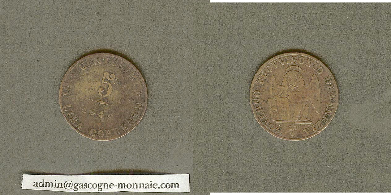 Italy Venice 5 centesimi 1849 aVF